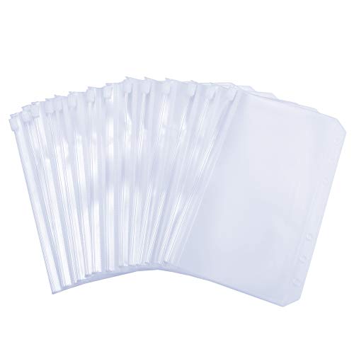 14 Bindertaschen A6 Größe 6 Löcher Binder Reißverschluss Ordner für 6-Ring-Notizbücher lose Blätter, wasserdichte PVC-Tasche Dokument Abhefttaschen Harphia Cover