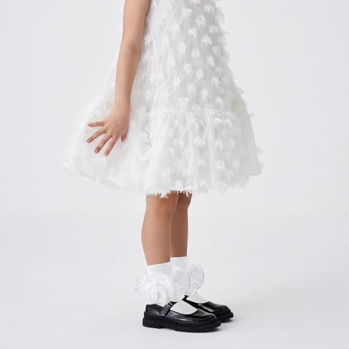 Girls Ruffle Socks 4-Layer Toddler Big Lace Frilly Little Girl Turn Cuff Fancy Pageant Dress Socks for Kids4