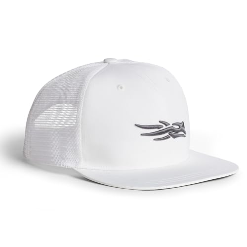 SITKA Trucker Hat - Adjustable Outdoor Snap Back Hat for Men White One Size Fits All