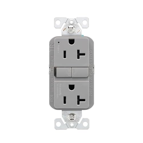 Cooper Wiring Devices Eaton TRGF20GY GFCI Self-Test 20A -125V Tamper Resistant Duplex Receptacle Slim Design, Gray
