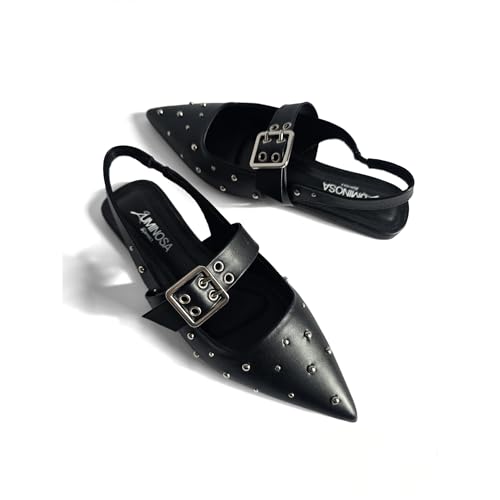 LUMINOSA Women’s Pointed-Toe Slingback Flats with Adjustable Strap3
