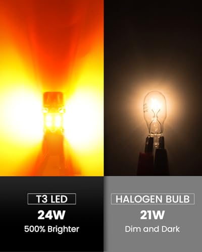 Image of LASFIT 3157 Switchback LED Bulb, T3 3057 4157 Front Turn Signal Bulb, 3457 Built-in Resistor Anti Hyper Flash, Super Bright Amber for Turn Signal Blinker,White for DRL, Only for Standard Socket, 2Pcs