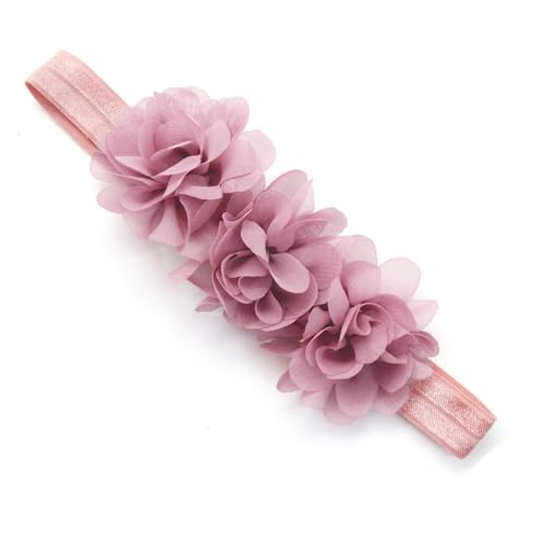 2 Stück Baby Haarband Chiffon Baby Stirnband Blumen Stirnband Baby Mädchen Stirnbänder Elastischer Turban Haarschmuck für Säuglinge Kleinkinder Neugeborene,Babyzubehör Haarschmuck,Altrosa