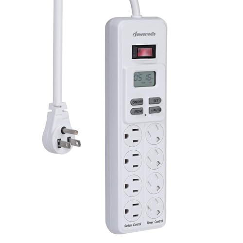 DEWENWILS 8-Outlet Power Strip with Timer (4 Timed/ 4 Always On), Digital Timer Outlet for Reptile Light, Turtle Grow Light Indoor Bearded Dragon Tank Accessory Aquarium, 6ft SJT Cord, 15A UL Listed