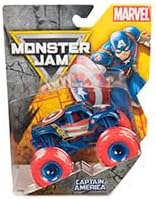 Monster Jam Marvel Captain America Monster Truck 1:64 Die-Cast, Official Spin Ma