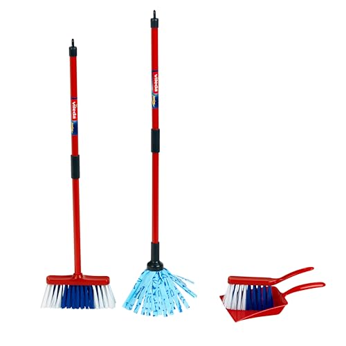 Theo Klein 6823 Set Balai à Franges Vileda - avec Balai à Franges, Balai Traditionnel, balayette et Pelle - dans Le Design Bien connu Vileda - Jouet pour...