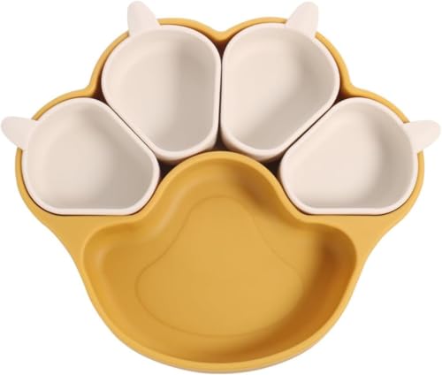 ベビー食器 離乳食プレート 吸盤ボウル 猫の爪 離乳食 食品級シリコン 吸盤つき ひっくり返らない 滑り止め プレート 皿 ひっくり返らない 離乳食 赤ちゃん お食事 子供用食器 (A)