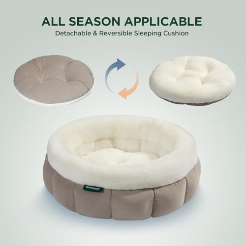 BALANCE Cat Beds for Indoor Cats, Washable Round Cat Bed, Cute Kitten Bed with Anti-Slip Bottom for Kitty and Puppy, 18 Inches, Goat - Image 7