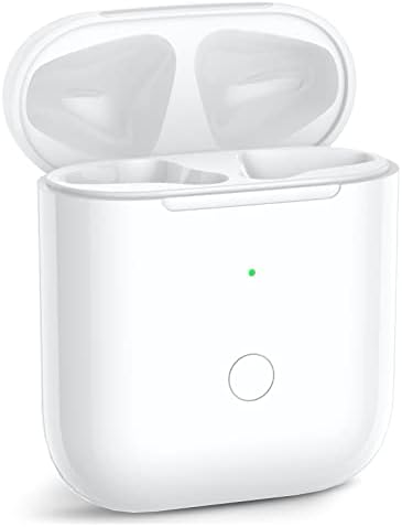 Charging Case for Airpod 1/2, Support Cable & Wireless Charger, Wireless Case Replacement Built-in 450 mAh Battery with Sync Pairing Button, No Earbud (White)