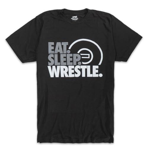 ChalkTalkSPORTS Eat Sleep Wrestle T-Shirt | Wrestling Tees | Black | Youth Medium