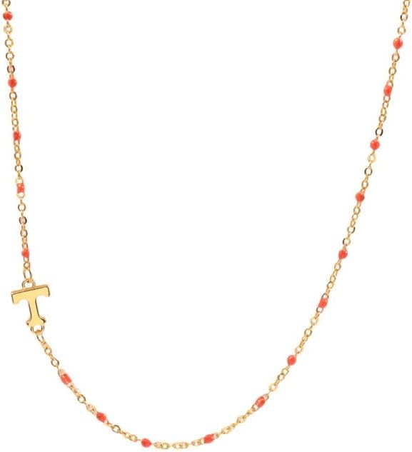 Side Enamel Logo Collegiate Necklace, 16-18 Inch Adjustable, Stainless Steel with 18k golden Accents and Enamel Chain. Officially licensed. (University of Tennessee)