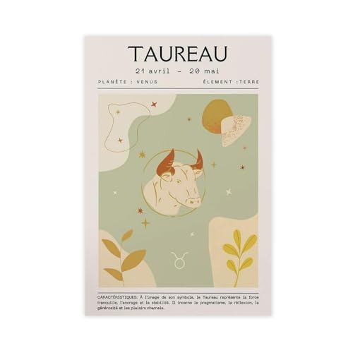Toile Taureau astrologique grand tableau de décoration murale salon et chambre