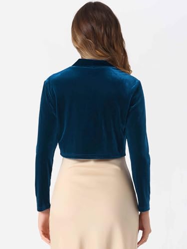 Allegra K Velvet Shrug for Women's Long Sleeve Open Front Cardigan Cocktail Party Cropped Bolero Jacket3