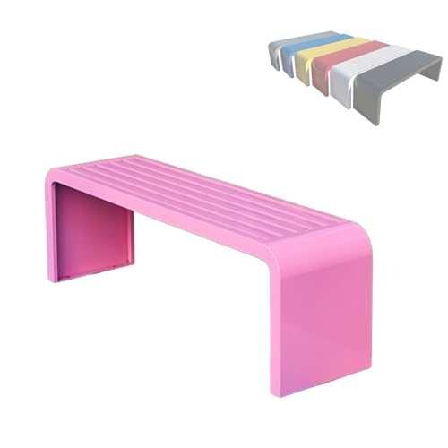 Banco de jardín moderno resistente a la intemperie, sin respaldo, asiento para 2-3 personas, diseño elegante para uso en exteriores e interiores, muebles de patio elegantes y fácil de limpiar