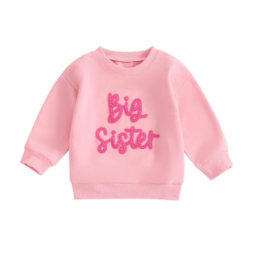 Image of BeliBacca Big Sister Jumper Sweatshirt Long Sleeve T Shirt Top Toddler Kid Girl Spring Fall Outfit Clothes (Pink, 2-3 Years)