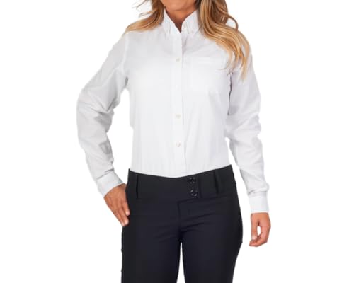 KNG Women’s White Button Down Long Sleeve Oxford Shirt