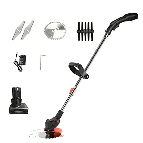 Tosaerba a Batteria, tagliaerba Elettrico Portatile con Batteria da 7000 mA, diserbante Ricaricabile con Testina Rotante a 90°, tagliaerba per Prati da Giardino