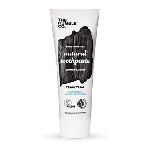 The Humble Co. Natural Fluoride Toothpaste (1 x75ml) | Charcoal | Eco-Friendly, Vegan for Your Everyday Oral Care - Dentist Approved - Prevents Bad Breath, Caries, Plaque Cover