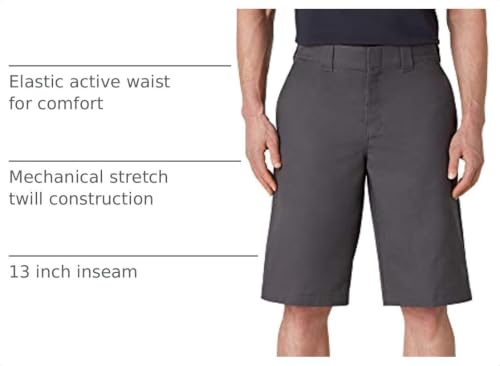 Dickies Men's 13 Inch Flat Front Active Waist Twill Short, Charcoal, 30 - image 3