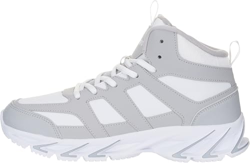 Image of Joomra Mens High Top Shoes for Man Size 13 Basketball Walking Hi Mid Tennis Sneakers Cushion Fashion Casual Outdoor Gym Grey White 48