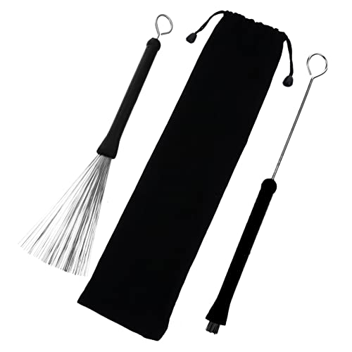 SUPVOX Retractable Drum Brushes Set Pair of Steel Wire Brushes for Jazz Drums for Practice