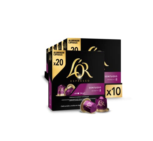 22% DESCUENTO L'OR Espresso Cápsulas de Café Sontuoso | Intensidad 8 | 200 Cápsulas Compatibles Nespresso (R) — oferta en Amazon