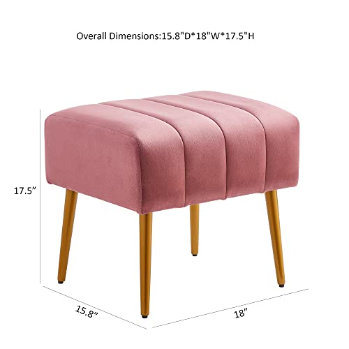 Ball & Cast Upholstered Velvet Ottoman,Footrest 18"W x 15.75"D x 17.5"H Rose,Golden Powder Coating Legs Set of 1 by Ball & Cast - Image 8