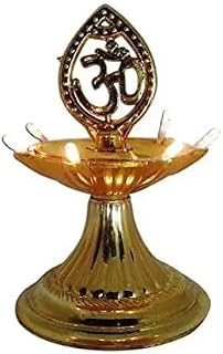 LED Electric Diya, Golden Om Temple Lamp, Decorative Diwali Light with Spark Effect (1 Layer)