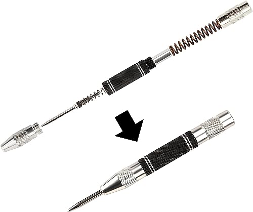 Automatischer Körner 2 Stück Automatik Körner Metall, Automatic Hole Punch, Körner Automatisch mit 2 Ersatzspitzen für Stahl, Holz, Glas, usw.