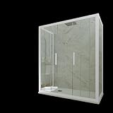 paroi verre baignoire d'angle Made in Italy Cabine parois de douche 3 côtés coulissantes 75x170x75 cm H 200 en PVC Blanc Verre Transparent mod. Star Trio