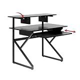 Gator Frameworks Content Creator Series Studio Desk Workstation mit (3U) Rack-Regal und verschiebbarem Tastaturfach, schwarz (GFW Main)