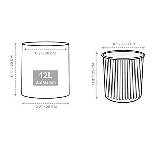 Trashaholic ROUND-TRASHBASKET-BLACK-12L Modern Round Waste Basket - 3.2Gal/12.1L Open Top Trash Bin - Black Garbage Can With Removable Plastic Bin Liner - Touchless Bathroom Garbage Can Or Trash Can For Kitchen thumb #1