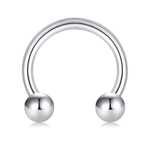 JIESIBAO Plata 925 Piercing Herradura Labio Nariz Septum 16G 8mm Helix Tragus Daith Barra Circular Piercing Cover