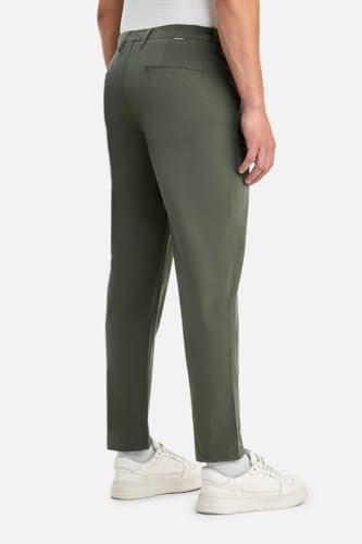 Image of SNITCH Men Trousers Casual Wear | Regular Fit Mid Rise Straight Leg Solid Pattern | Durable Polyester & Plain Weave Fabric for Daily Use & Office Outings