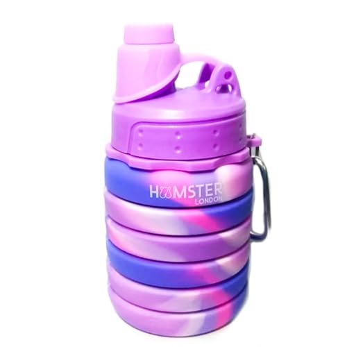 Image of HAMSTER London Silicone Expandable and Foldable Water Bottle for Kids 500ml (Purple Pink)