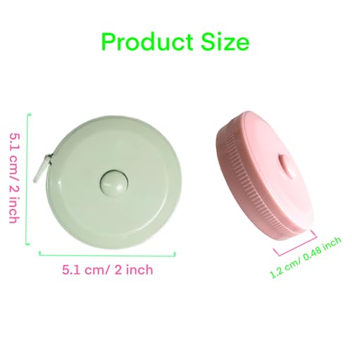 6 Pack Tape Measure Retractable Measuring Tape for Body Sewing Tailor Craft Cloth 60 Inch/ 150cm, Double Scale Soft Measurements (Green Pink Blue Red Yellow Dark Blue)