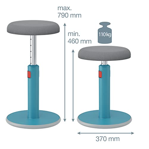 Image of Leitz Active Sit Stand Stool, Ergonomic Height Adjustable 46cm to 79cm Wobble Stool, Round Swivel Office Desk Chair /Stool, Ergo Cosy Range, Calm Blue, 65180061