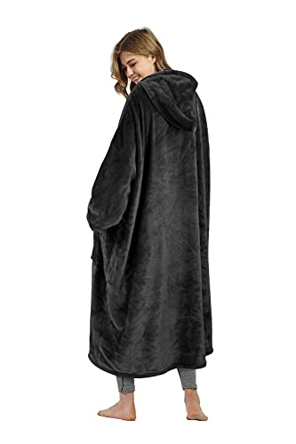 Catalonia Classy Extra Lange Fleece Hoodie Decke, Flauschige Übergroße Kuscheldecke mit Ärmeln und Kapuze, Warme Großes Kapuzendecken, Tragbare Decke zum Anziehen als Geschenkidee für Damen Herren