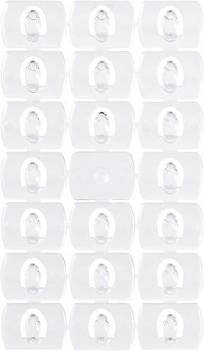 Command Decorating Clips, Pack of 20 Mini Hooks and 24 Small Strips, Transparent - Hanging Clips for Decorations and Fairy Lights, Wall Adhesive - Damage Free