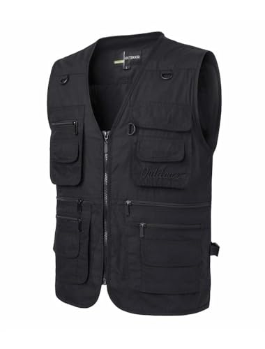 PASOK Men's Work Fishing Vests Lightweight Safari Travel Hunting Waistcoat With Multi-Pockets2