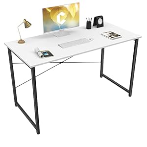 BANTI Computer Desk, 47 inch Home Office Desk, Modern Simple Style PC Table for Home, Office, Study, Writing, White