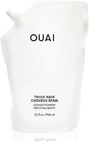 OUAI Thick Conditioner Refill Pouch - Nourishes Dry, Thick Hair and Calms Frizz with Strengthening Keratin, Marshmallow Root, Shea Butter & Avocado Oil - 32 fl oz