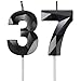 Yiran Geburtstagskerzen Zahlen 37 Schwarz, Tortendeko Geburtstag, Kuchendeko Geburtstag, Geburtstagskerzen für Geburtstagsdeko, Nummer 37