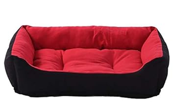 PetsHub's Elite Dog/CAT Bed Ultra Soft Red & Black Reversible Sofa Style (Export Quality)-Small