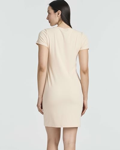 Image of Real Essentials 3 Pack: Women's Ribbed Mini Dress - Short Sleeve T-Shirt Dress Slim Fit Casual Summer Dress