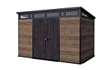 Keter Gartenhaus Signature 11x7, Gerätehaus Kunststoff in Holzoptik, 340x218x226 cm, abschließbar, mit Bodenplatte