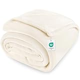 Cinkee Antistatische Kuscheldecke 300GSM Extra Weich | Fleecedecke Sofadecke 150x200 cm | Oeko-TEX® Wohndecke Tagesdecke und Couchdecke | Cremeweiß