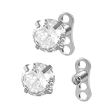 2 Pièces 16G Cz Cristal Formes Géométriques (Carré, Rond, Étoile, Cœur) Microdermales G23 Titane Piercing Surface Punk Bijou Corps Avec Ancrage Dermique Studs Peau (Ronde CZ)