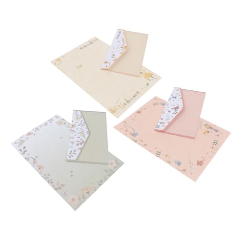 HOMOBABE 5pcs 創意花柄便箋と封筒入 おしゃれな文具紙 混色 手紙やメッに