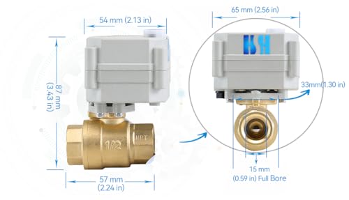 HSH-Flo 1/2" DN15 2 Way 12VDC CR2-01 Brass NPT Reverse Polarity On/Off Electrical Motorized Ball Valve